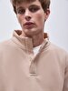 Straight Straight Collar Long Sleeve Regular Fit Beige Sweatshirt