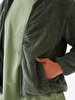 Straight Straight Collar Zipper Closing Regular Fit Green Cardigan