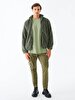 Straight Straight Collar Zipper Closing Regular Fit Green Cardigan