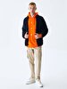 Straight Straight Collar Zipper Closing Regular Fit Navy Cardigan