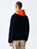 Straight Straight Collar Zipper Closing Regular Fit Navy Cardigan