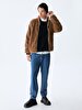 Straight Straight Collar Zipper Closing Regular Fit Camel Cardigan
