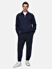 Straight Straight Collar Turtle Neck Zipper Closing Regular Fit Navy Sweatshirt