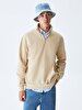 Straight Straight Collar Turtle Neck Zipper Closing Regular Fit Dust Sweatshirt