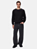 Si̇gned Crew Neck Long Sleeve Regular Fit Black Sweatshirt