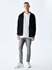 Straight With Hood Zipper Closing Regular Fit Black Sweatshirt