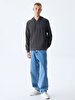 Straight With Hood Zipper Closing Regular Fit Anthracite Sweatshirt