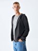Straight With Hood Zipper Closing Regular Fit Anthracite Sweatshirt