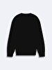 Straight Crew Neck Long Sleeve Regular Fit Black Sweatshirt