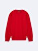 Straight Crew Neck Long Sleeve Regular Fit Red Sweatshirt