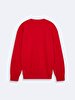 Straight Crew Neck Long Sleeve Regular Fit Red Sweatshirt