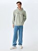 Si̇gned With Hood Without Zipper Regular Fit Green Sweatshirt