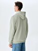 Si̇gned With Hood Without Zipper Regular Fit Green Sweatshirt