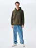 Si̇gned With Hood Without Zipper Regular Fit Green Sweatshirt