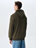 Si̇gned With Hood Without Zipper Regular Fit Green Sweatshirt