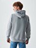 Si̇gned With Hood Without Zipper Regular Fit Grey Sweatshirt