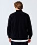 Straight Straight Collar Zipper Closing Regular Fit Black Sweatshirt