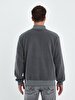 Straight Straight Collar Turtle Neck Zipper Closing Regular Fit Grey Sweatshirt