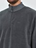 Straight Straight Collar Turtle Neck Zipper Closing Regular Fit Grey Sweatshirt