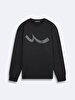 Crew Neck Long Sleeve Black Sweatshirt