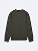 Print Crew Neck Long Sleeve Regular Fit Green Sweatshirt
