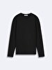 Crew Neck Long Sleeve Black T-shirt