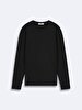 Print Crew Neck Long Sleeve Regular Fit Black T-shirt