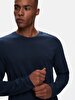 Print Crew Neck Long Sleeve Regular Fit Navy T-shirt