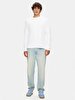 Print Crew Neck Long Sleeve Regular Fit White T-shirt