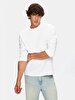 Print Crew Neck Long Sleeve Regular Fit White T-shirt