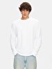 Print Crew Neck Long Sleeve Regular Fit White T-shirt