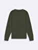 Print Crew Neck Long Sleeve Regular Fit Green T-shirt