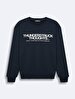Print Crew Neck Long Sleeve Regular Fit Navy Sweatshirt
