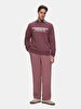 Print Crew Neck Long Sleeve Regular Fit Purple Sweatshirt