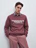 Print Crew Neck Long Sleeve Regular Fit Purple Sweatshirt