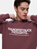 Print Crew Neck Long Sleeve Regular Fit Purple Sweatshirt