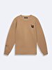 Print Crew Neck Long Sleeve Regular Fit Camel Sweatshirt
