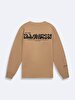 Print Crew Neck Long Sleeve Regular Fit Camel Sweatshirt
