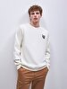 Print Crew Neck Long Sleeve Regular Fit White Sweatshirt
