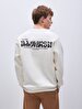 Print Crew Neck Long Sleeve Regular Fit White Sweatshirt
