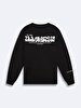 Print Crew Neck Long Sleeve Regular Fit Black Sweatshirt