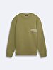Print Crew Neck Long Sleeve Regular Fit Green Sweatshirt