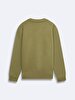 Print Crew Neck Long Sleeve Regular Fit Green Sweatshirt