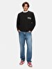Print Crew Neck Long Sleeve Regular Fit Black Sweatshirt