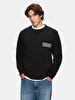 Print Crew Neck Long Sleeve Regular Fit Black Sweatshirt