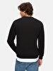 Print Crew Neck Long Sleeve Regular Fit Black Sweatshirt