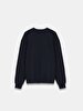 With Print Crew Neck Long Sleeve Relaxed Fi̇t Black Sweatshirt
