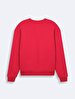 With Print Crew Neck Long Sleeve Relaxed Fit Red Sweatshirt