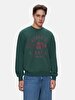 With Print Crew Neck Long Sleeve Relaxed Fit Green Sweatshirt