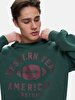 With Print Crew Neck Long Sleeve Relaxed Fit Green Sweatshirt